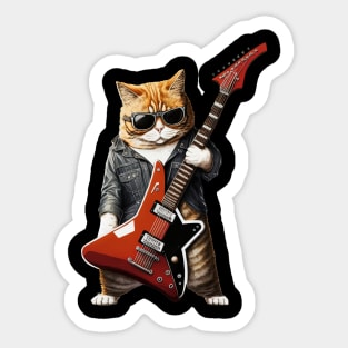 Cat Playing Guitar Sticker